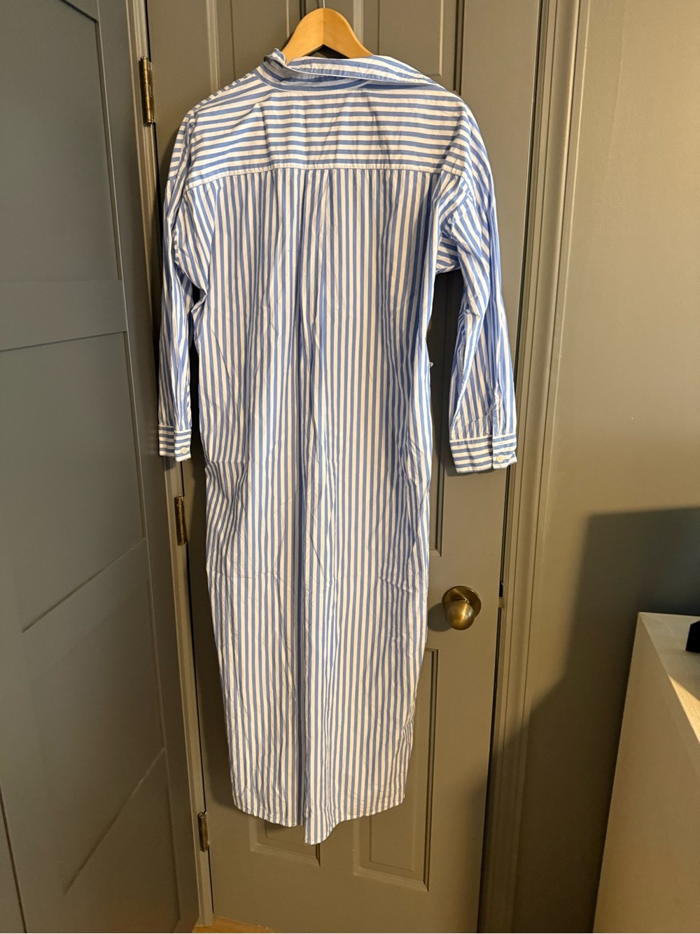 LOFT Light Blue and White Striped Maxi Shirt Dress - Picture 5 of 6